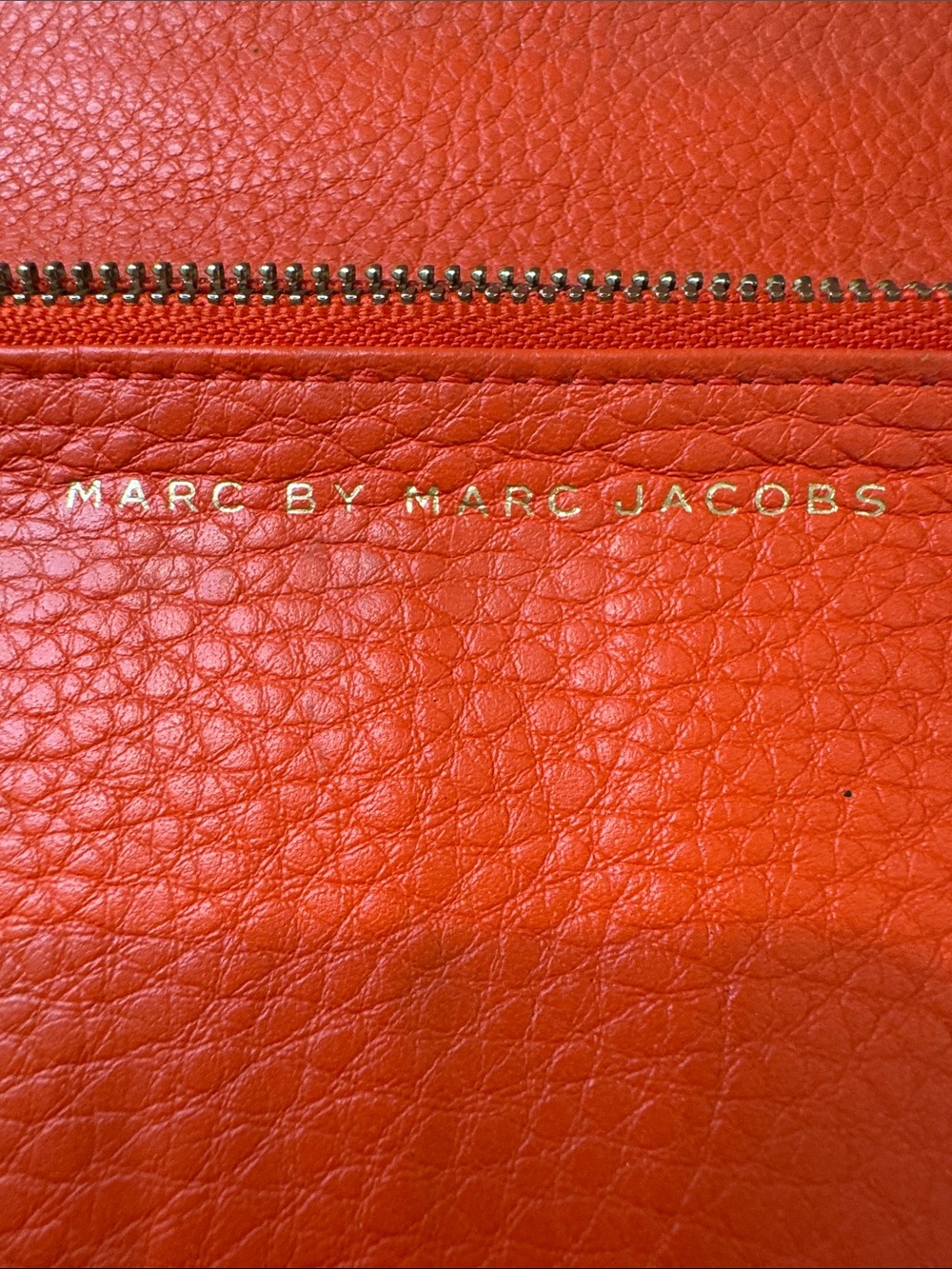 Marc Jacobs Orange Leather Flap Wallet with Logo Plaque - Picture 8 of 15